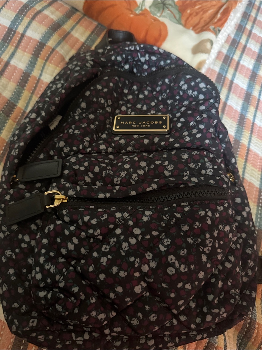 Marc Jacobs Black Floral Quilted Mini Backpack